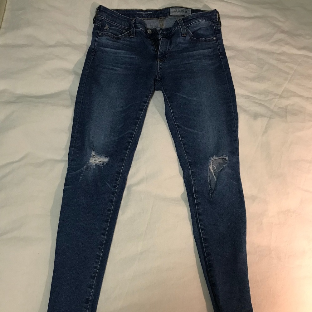 AG Distressed Legging Ankle Skinny Jeans - Size 27